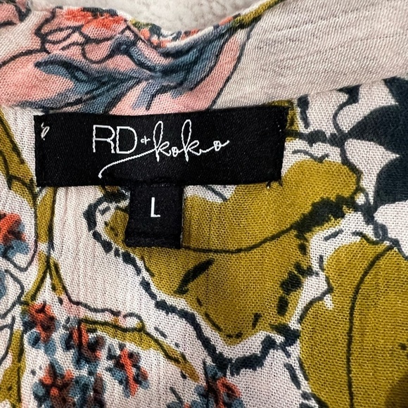 Anthropology RD + KoKo boho women’s cream and floral peasant design blouse - Picture 9 of 10